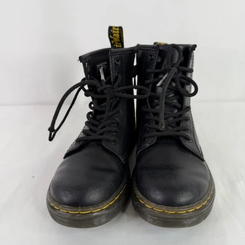 Dr.‎ Martens Zavala J Black T Lamper Leather Lace Up Zip Boots Kids Size 1